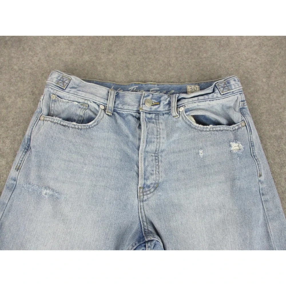We The Free Jeans Womens 30 Blue Boyfriend Ankle Relaxed Distressed Light Wash